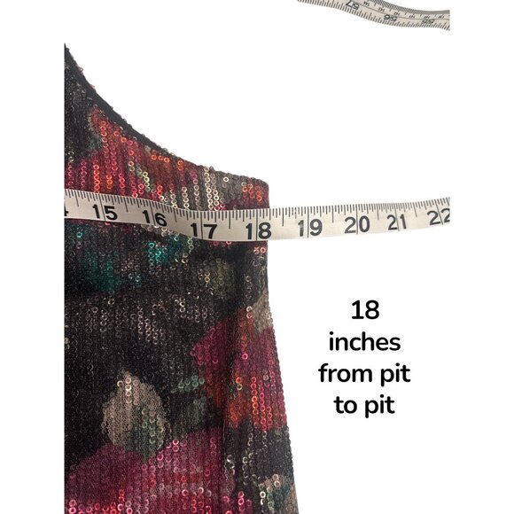 Floral Sequin Halter Dress Black Rose Print Sleeveless Party Dress Size M - Picture 6 of 7